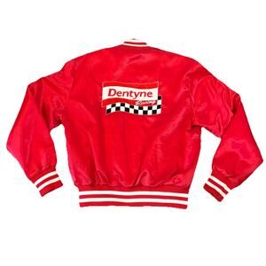 Vintage Dentyne Racing Red Satin Bomber Logo Jacket Size L Gum - VERY RARE